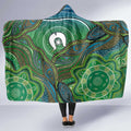 Torres Strait Islands Hooded Blanket Indigenous Ocean Wave Dot Green Color