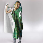 Torres Strait Islands Hooded Blanket Indigenous Ocean Wave Dot Green Color