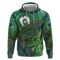 Torres Strait Islands Hoodie Indigenous Ocean Wave Dot Green Color