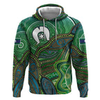 Torres Strait Islands Hoodie Indigenous Ocean Wave Dot Green Color