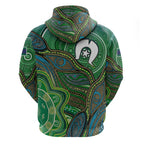 Torres Strait Islands Hoodie Indigenous Ocean Wave Dot Green Color
