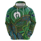 Torres Strait Islands Hoodie Indigenous Ocean Wave Dot Green Color