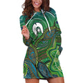 Torres Strait Islands Hoodie Dress Indigenous Ocean Wave Dot Green Color
