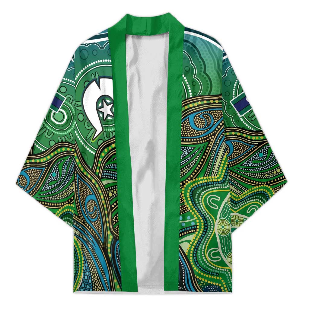 Torres Strait Islands Kimono Indigenous Ocean Wave Dot Green Color