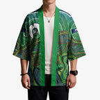 Torres Strait Islands Kimono Indigenous Ocean Wave Dot Green Color
