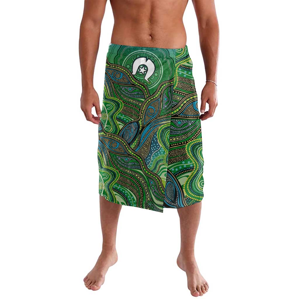 Torres Strait Islands Lavalava Indigenous Ocean Wave Dot Green Color