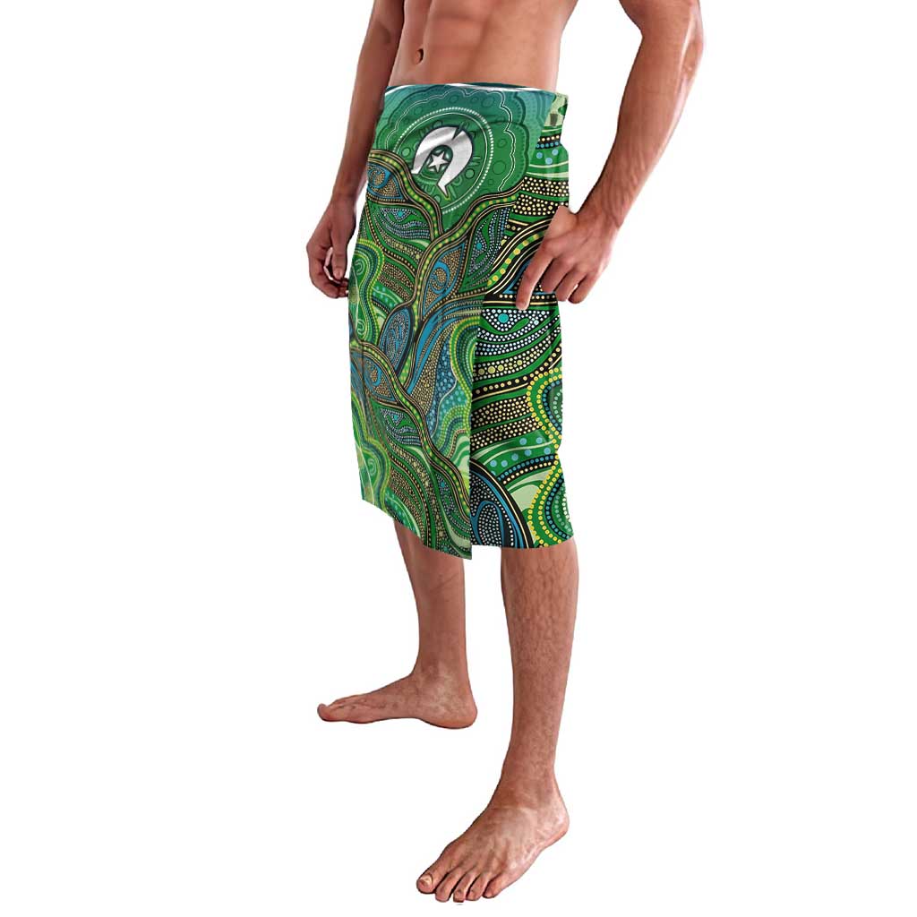 Torres Strait Islands Lavalava Indigenous Ocean Wave Dot Green Color