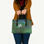 Torres Strait Islands Leather Bag Indigenous Ocean Wave Dot Green Color