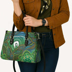 Torres Strait Islands Leather Bag Indigenous Ocean Wave Dot Green Color