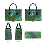 Torres Strait Islands Leather Bag Indigenous Ocean Wave Dot Green Color