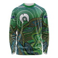 Torres Strait Islands Long Sleeve Shirt Indigenous Ocean Wave Dot Green Color