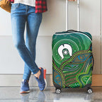 Torres Strait Islands Luggage Cover Indigenous Ocean Wave Dot Green Color
