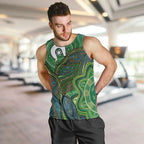 Torres Strait Islands Men Tank Top Indigenous Ocean Wave Dot Green Color