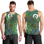 Torres Strait Islands Men Tank Top Indigenous Ocean Wave Dot Green Color