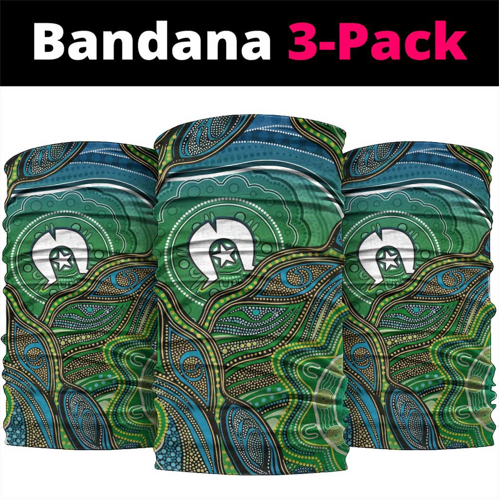 Torres Strait Islands Neck Gaiter Indigenous Ocean Wave Dot Green Color