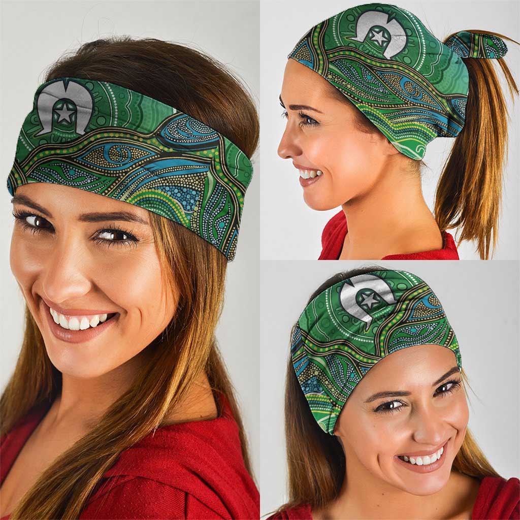 Torres Strait Islands Neck Gaiter Indigenous Ocean Wave Dot Green Color