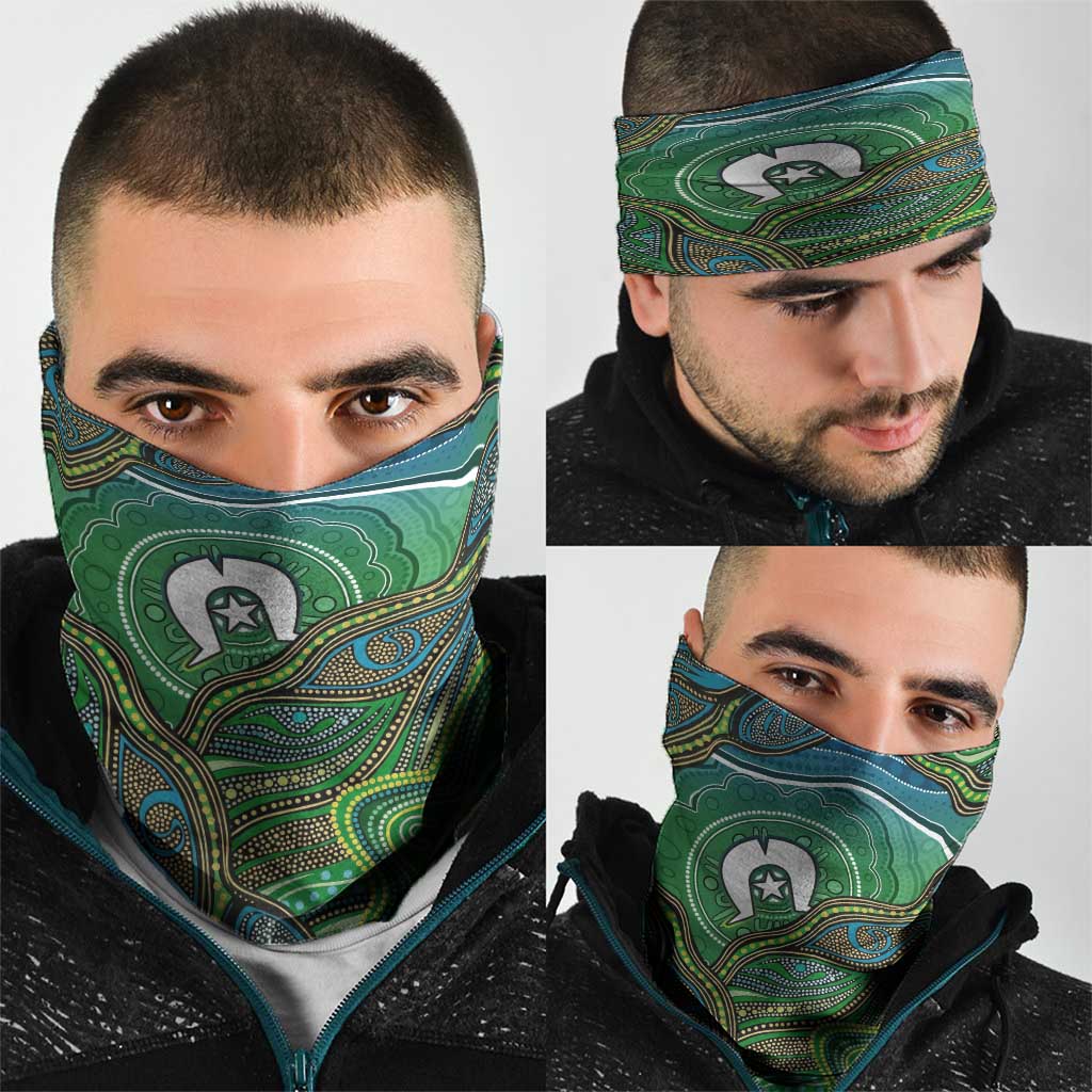 Torres Strait Islands Neck Gaiter Indigenous Ocean Wave Dot Green Color