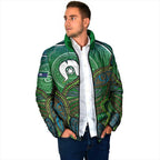 Torres Strait Islands Padded Jacket Indigenous Ocean Wave Dot Green Color