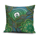 Torres Strait Islands Pillow Cover Indigenous Ocean Wave Dot Green Color