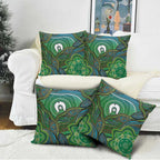Torres Strait Islands Pillow Cover Indigenous Ocean Wave Dot Green Color