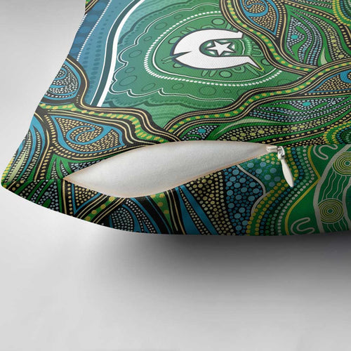 Torres Strait Islands Pillow Cover Indigenous Ocean Wave Dot Green Color