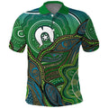 Torres Strait Islands Polo Shirt Indigenous Ocean Wave Dot Green Color