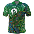 Torres Strait Islands Polo Shirt Indigenous Ocean Wave Dot Green Color