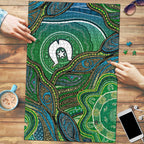 Torres Strait Islands Puzzle Indigenous Ocean Wave Dot Green Color