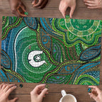 Torres Strait Islands Puzzle Indigenous Ocean Wave Dot Green Color