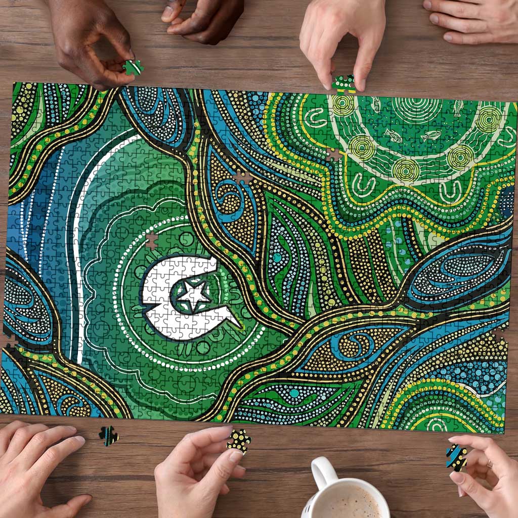 Torres Strait Islands Puzzle Indigenous Ocean Wave Dot Green Color