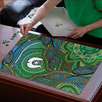 Torres Strait Islands Puzzle Indigenous Ocean Wave Dot Green Color