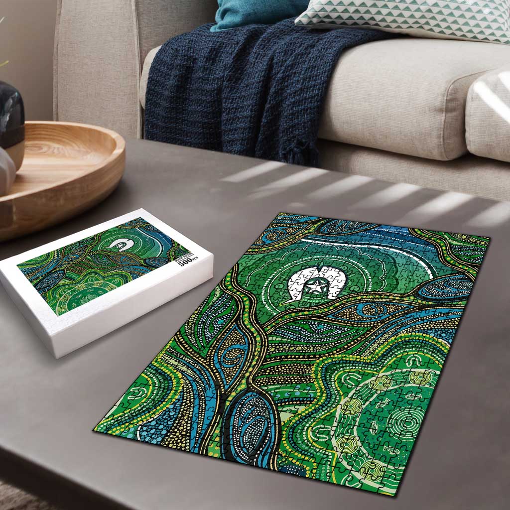 Torres Strait Islands Puzzle Indigenous Ocean Wave Dot Green Color
