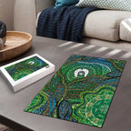 Torres Strait Islands Puzzle Indigenous Ocean Wave Dot Green Color