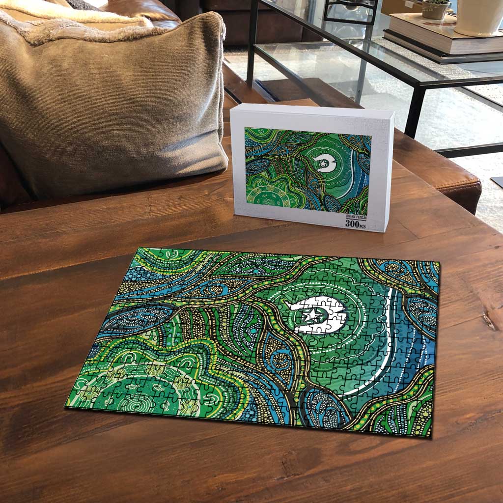 Torres Strait Islands Puzzle Indigenous Ocean Wave Dot Green Color
