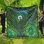 Torres Strait Islands Quilt Indigenous Ocean Wave Dot Green Color