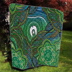 Torres Strait Islands Quilt Indigenous Ocean Wave Dot Green Color
