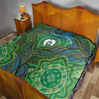 Torres Strait Islands Quilt Indigenous Ocean Wave Dot Green Color