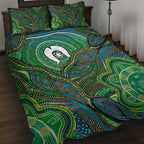 Torres Strait Islands Quilt Bed Set Indigenous Ocean Wave Dot Green Color