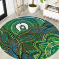Torres Strait Islands Round Carpet Indigenous Ocean Wave Dot Green Color