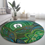 Torres Strait Islands Round Carpet Indigenous Ocean Wave Dot Green Color