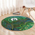 Torres Strait Islands Round Carpet Indigenous Ocean Wave Dot Green Color