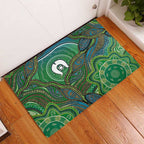 Torres Strait Islands Rubber Doormat Indigenous Ocean Wave Dot Green Color