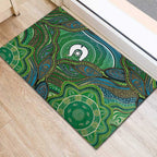 Torres Strait Islands Rubber Doormat Indigenous Ocean Wave Dot Green Color