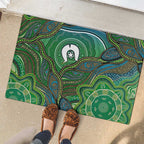 Torres Strait Islands Rubber Doormat Indigenous Ocean Wave Dot Green Color