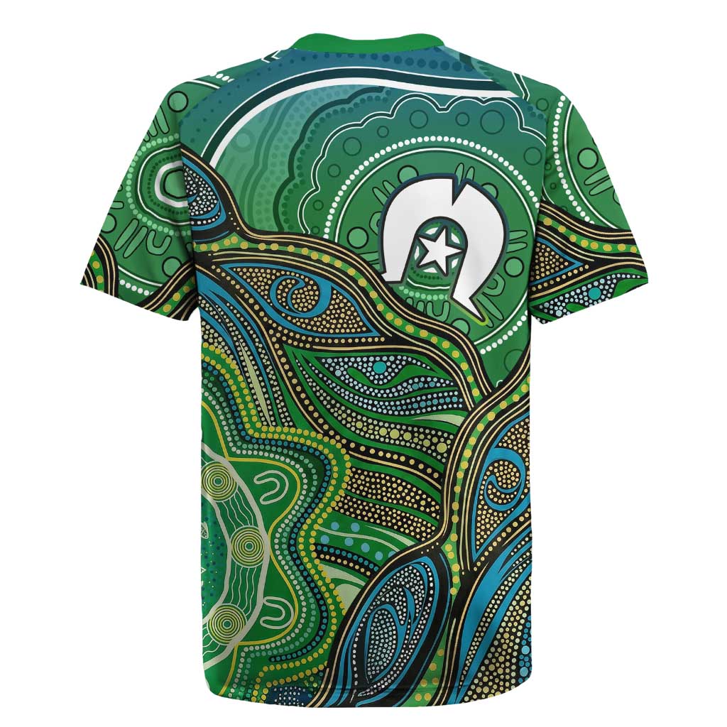 Torres Strait Islands Rugby Jersey Indigenous Ocean Wave Dot Green Color