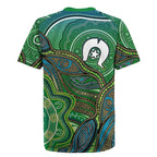 Torres Strait Islands Rugby Jersey Indigenous Ocean Wave Dot Green Color