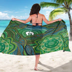 Torres Strait Islands Sarong Indigenous Ocean Wave Dot Green Color