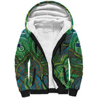 Torres Strait Islands Sherpa Hoodie Indigenous Ocean Wave Dot Green Color