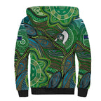 Torres Strait Islands Sherpa Hoodie Indigenous Ocean Wave Dot Green Color