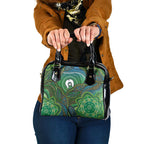 Torres Strait Islands Shoulder Handbag Indigenous Ocean Wave Dot Green Color